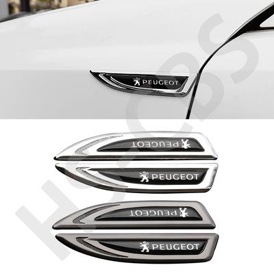 2Pcs Metal Car Body Side Fender Blade Stickers Rear Trunk Decal For 407 508 2008 5008 307 308 3008 206 207 208 107 106