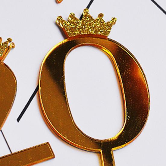 10 ks Zlaté lesklé číslo na dortové zdobení 0-9 Zlaté párátka s korunkou DIY zdobení cupcaků pro narozeninovou oslavu Svatbu Výročí