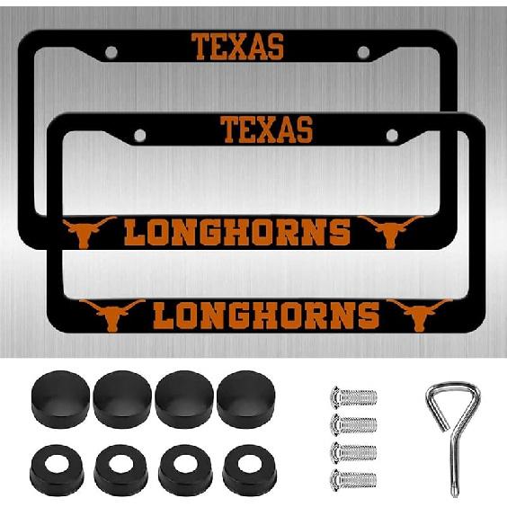 2 Piece License Plate Frame for Tennessee Volunteers, 2 Holes Matte Black License Plate Holder for TSU,Universal Aluminum Tag Frame for License Plate tveegew