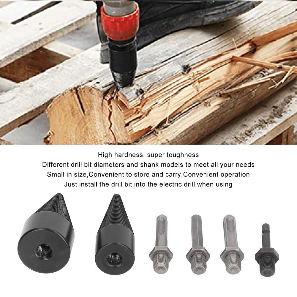 6pcs With 4 Handles Wood Splitter Drill Bit Woodworking Firewood Splitter Household Use