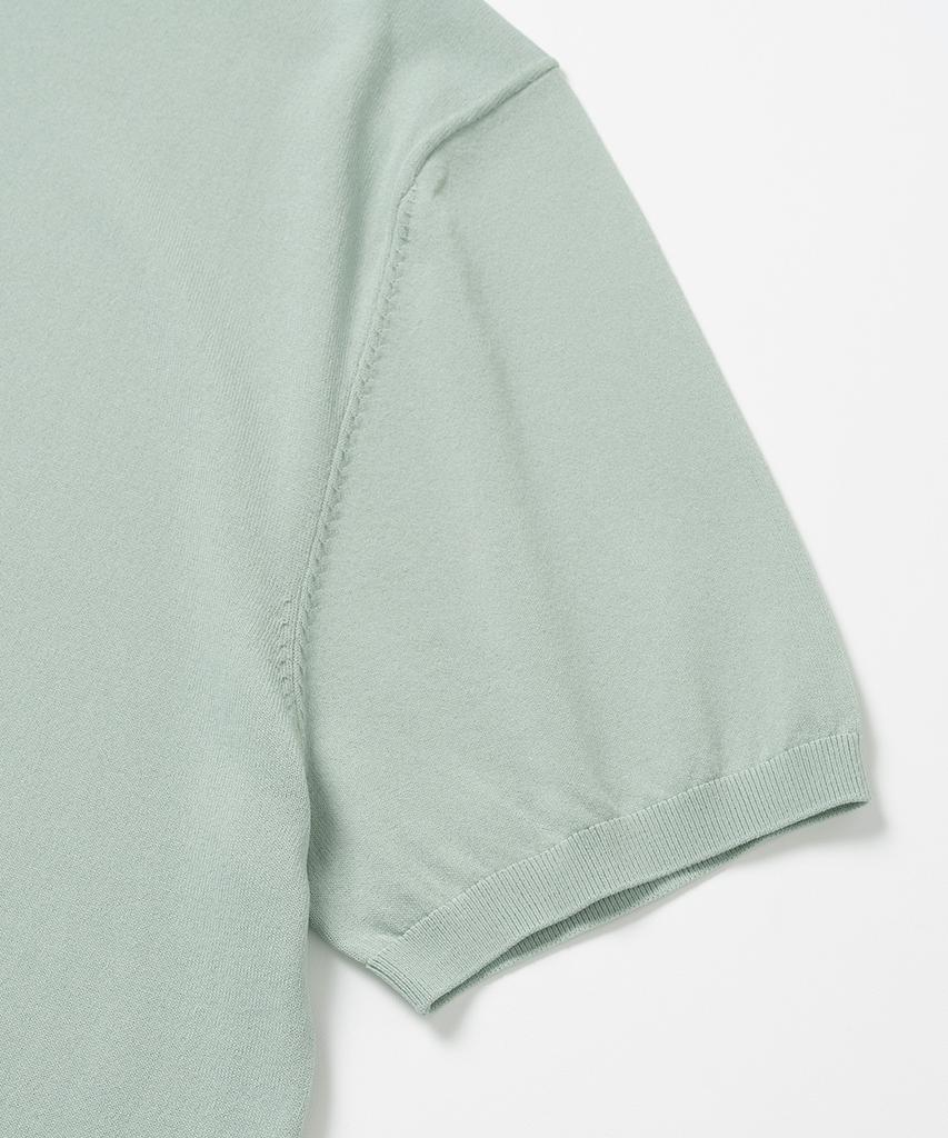 XOX Button Collar Summer Cool Crop Short Sleeve Knit [Mint]