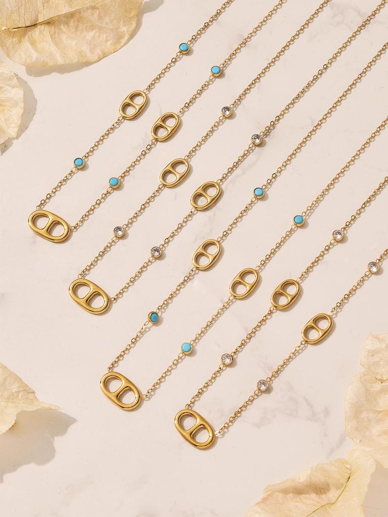 18K Gold Plated Stainless Steel Double Layer Heart Pendant Necklace