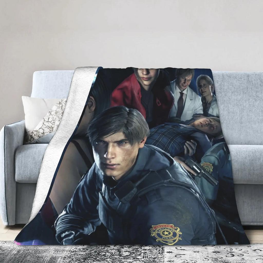 Leon S Kennedy Resident Evil Warm Soft Plush Throw Blanket for Kids and Adults Funny Flannel Bedspread for Sofa Bed Cover