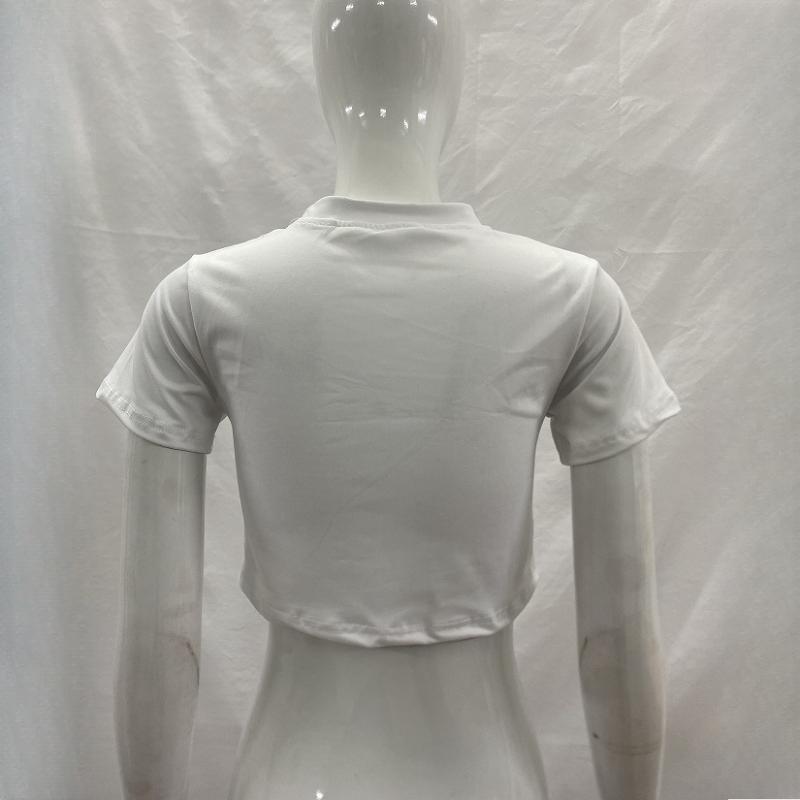 Spring and summer women's short round neck characteristic sexy exposed navel street T-shirt