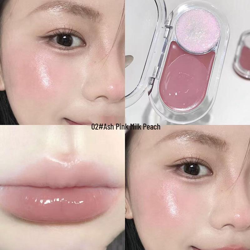 Gege Bear Dual Highlight & Blush Cream for Lips & Cheeks - Natural Brightening Makeup Palette
