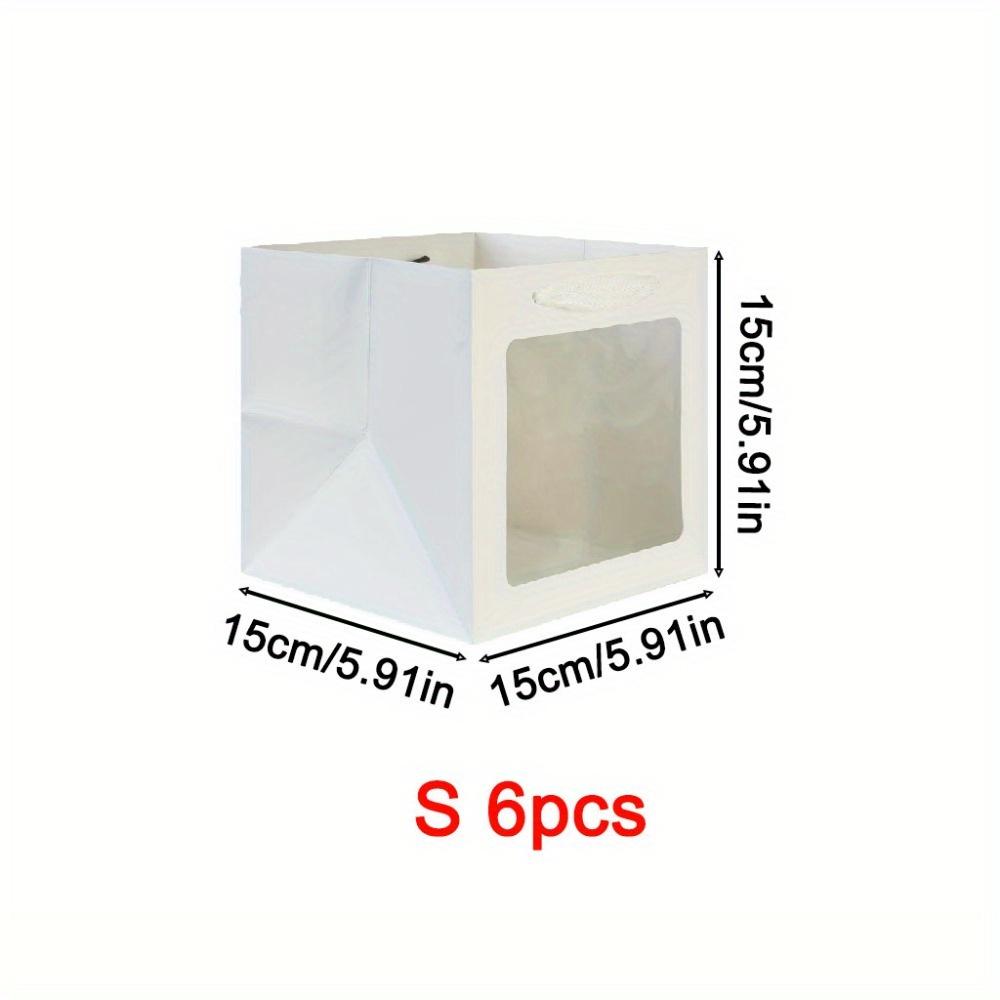 

6 шт. Квадратный белый подарочный пакет с прозрачным окошком, крафт-бумажные пакеты для угощений, подарочные пакеты с ручками, пакет для подарков на вечеринку, пакет-тоут для букета цветов, пакет для подарочной упаковки 6pcs white-S