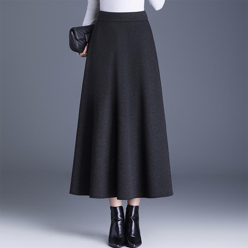 2025 Autumn/Winter Wool Cashmere High-Waisted A-Line Pocket Skirt, Mid-Length.