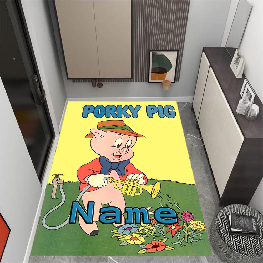 Looney Bold Bugs Bunny Artwork Customizable Name Floor Rug Office Rug Design for Bedrooms Living Rooms Playrooms Game Room Anti-slip Rug Anime Office