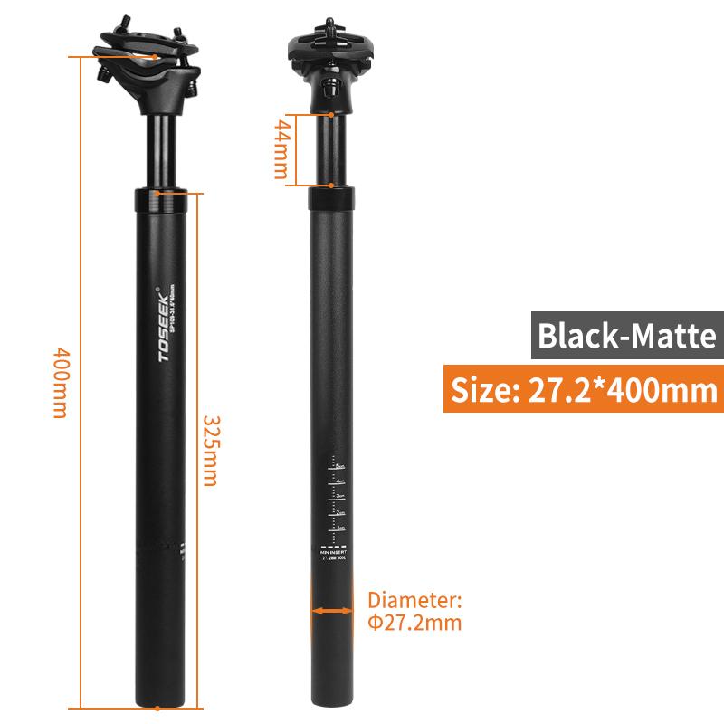 TOSEEK 3D Forging 6061-T6 High Strength Aluminum Adjustable Hardness Shock Absorption Bicycle Seatpost 400mm 27.2 31.6mm for MTB Aluminum&25.0 - 27.0mm