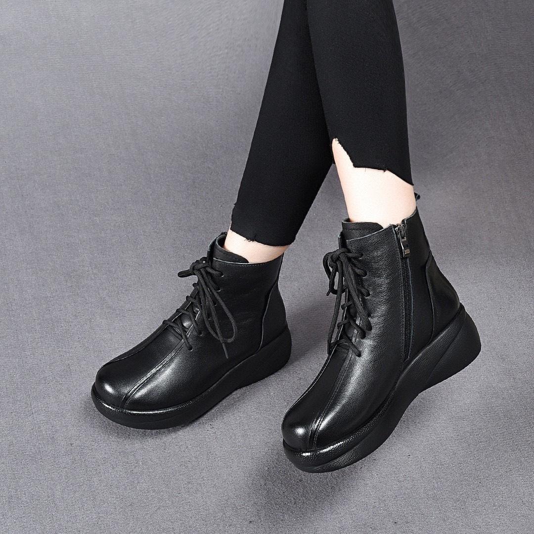 

Ботинки Мартин на толстой подошве с круглым носком 2025 осень-зима новые ретро маффины и короткие ботинки на ремешке удобные женские ботинки из коровьей кожи первого слоя 35