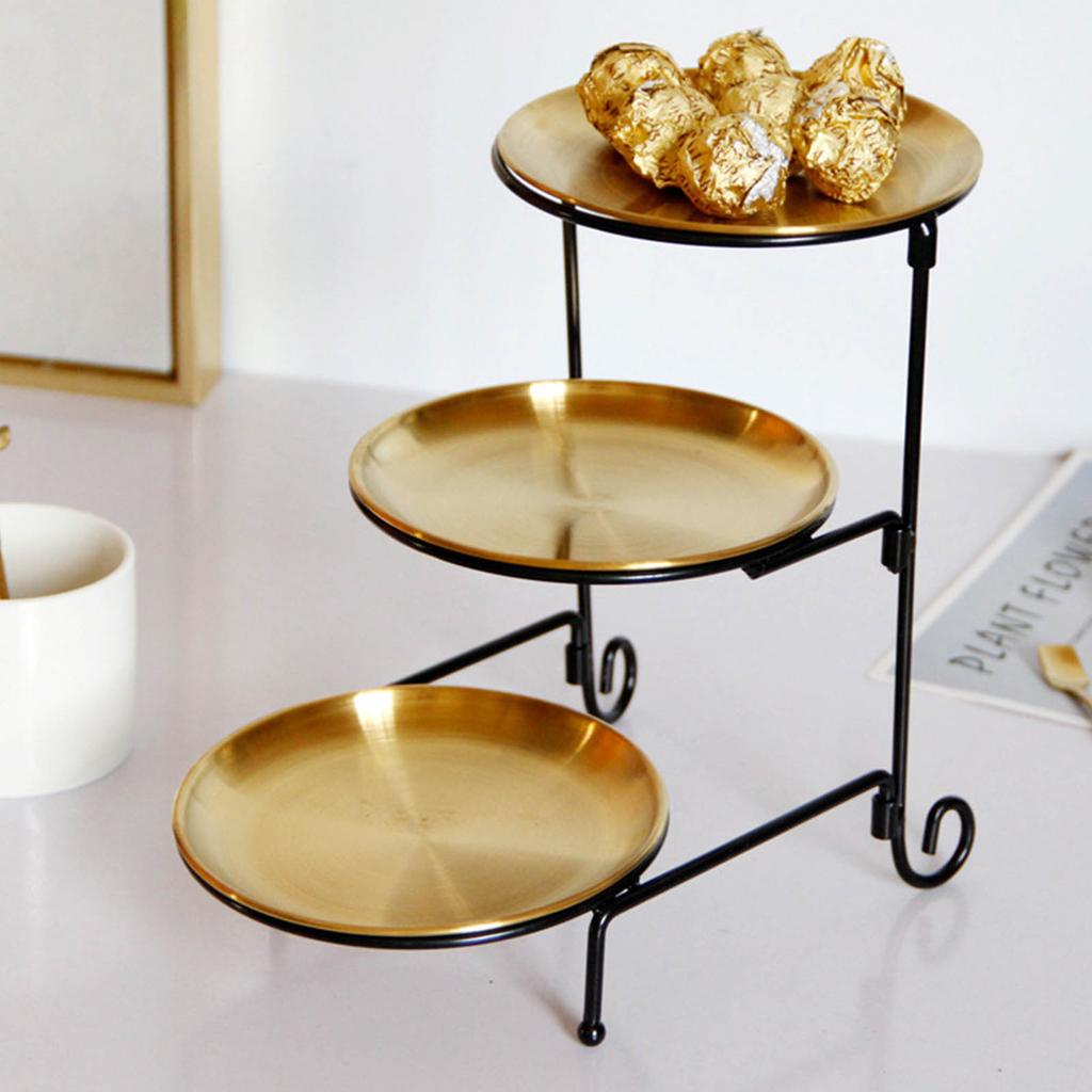 Three Layer Fruit Basket Stainless Steel Fruit Basket Modern Multi Layer Fruit Snack Storage Basket