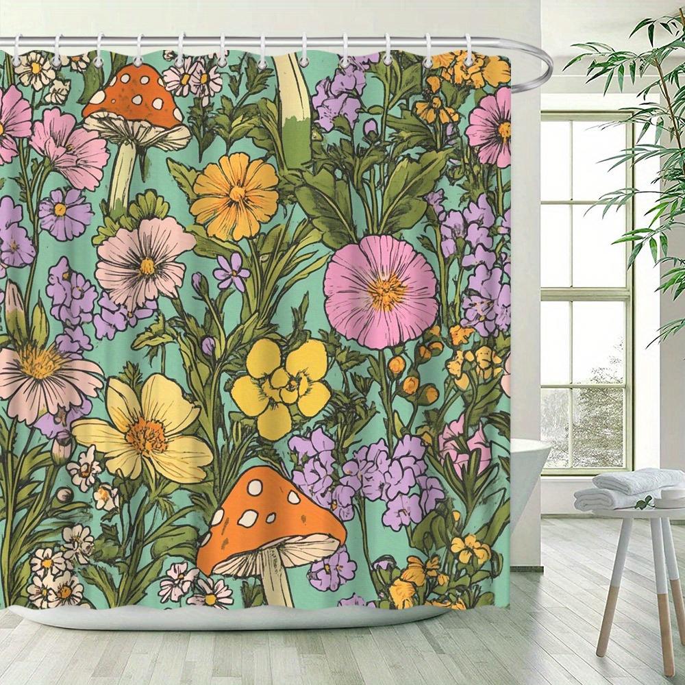 A Whimsical Garden Shower Curtain: Transform Your Bathroom into a Magical Oasis with This Delightful Design Featuring
