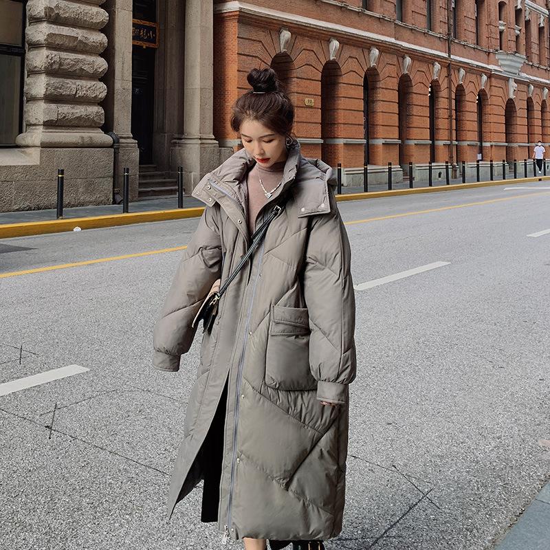 Long cotton clothes women's winter thickened warm loose casual hooded girlfriend style stand-up collar temperament cotton-padded clothes