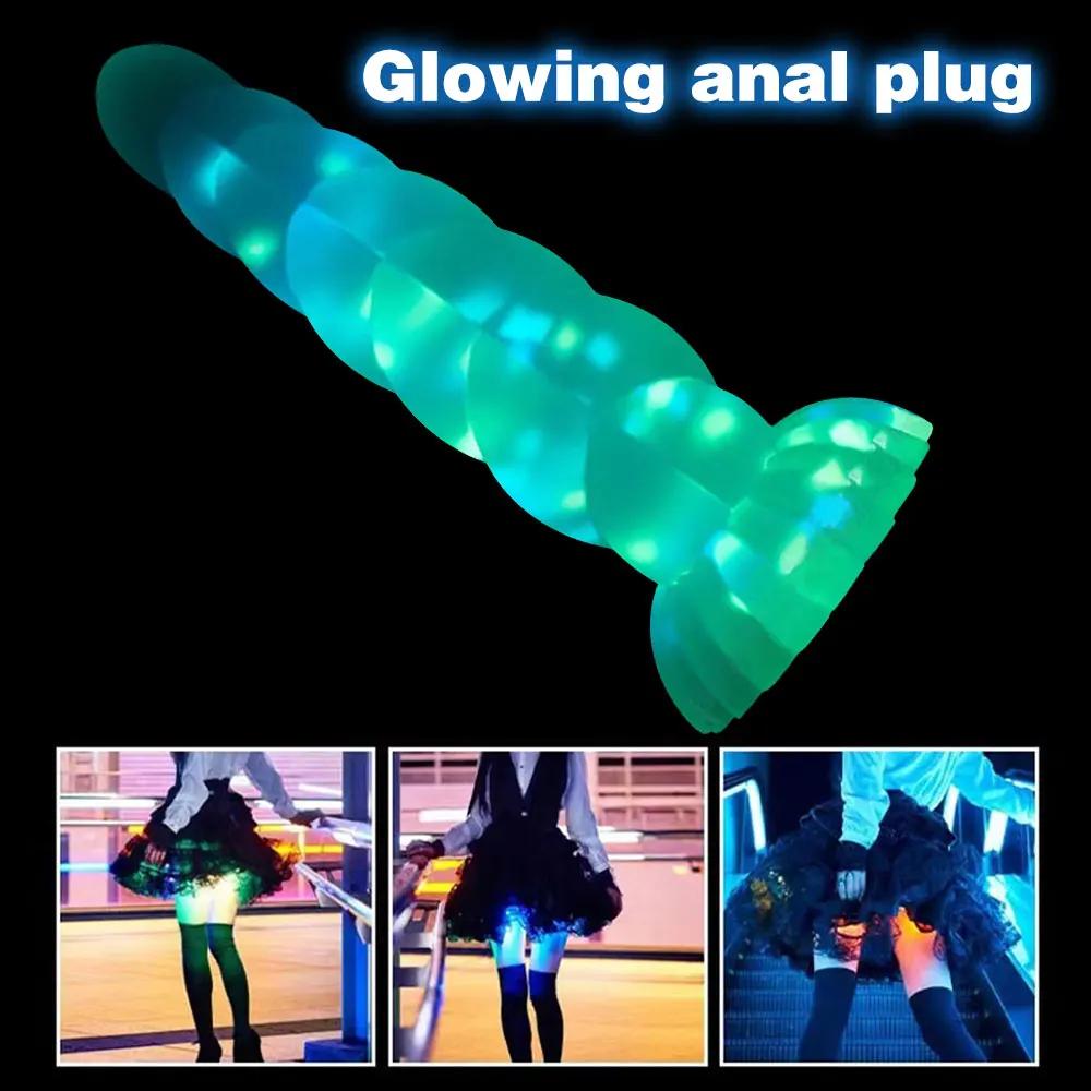 Dark Glowing Dildo for Woman Masturbate Color Jelly Penis Sex Toys for Women Big Soft Cock Light Erotic Dildo with Suction Cup