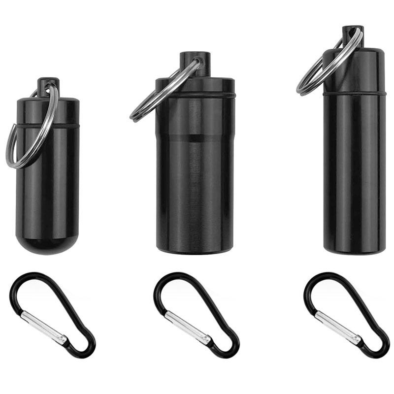 

Waterproof Aluminum Pill Case Set: Portable Keychain Medicine Box with Three Compartments