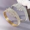 Versatile Shiny Rhinestone Multi-Layer Elastic Bracelet & Open Claw Bangle