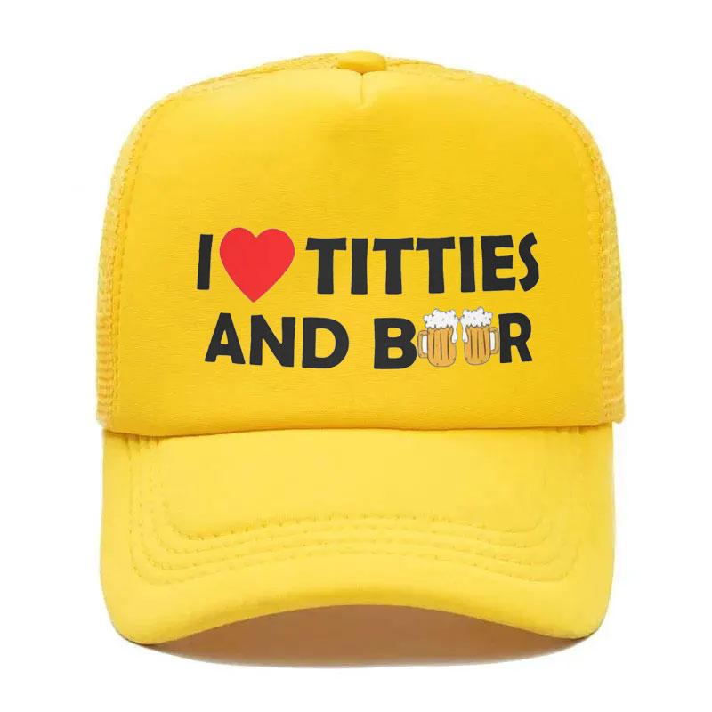 New Fashion Unisex I Heart Titties And Beer Trucker Hat Adult Adjustable Baseball Cap for Unisex Women Snapback Caps dropshipping