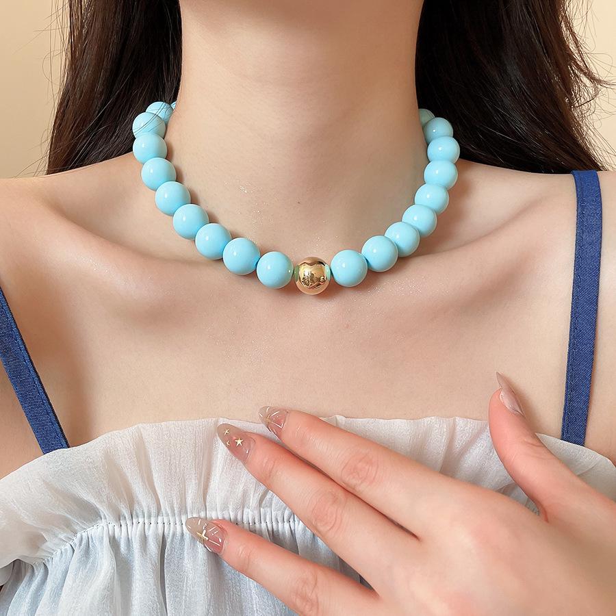 Colorful Summer Acrylic Bead Necklace – Simple, Fashionable, High-End Clavicle Jewelry