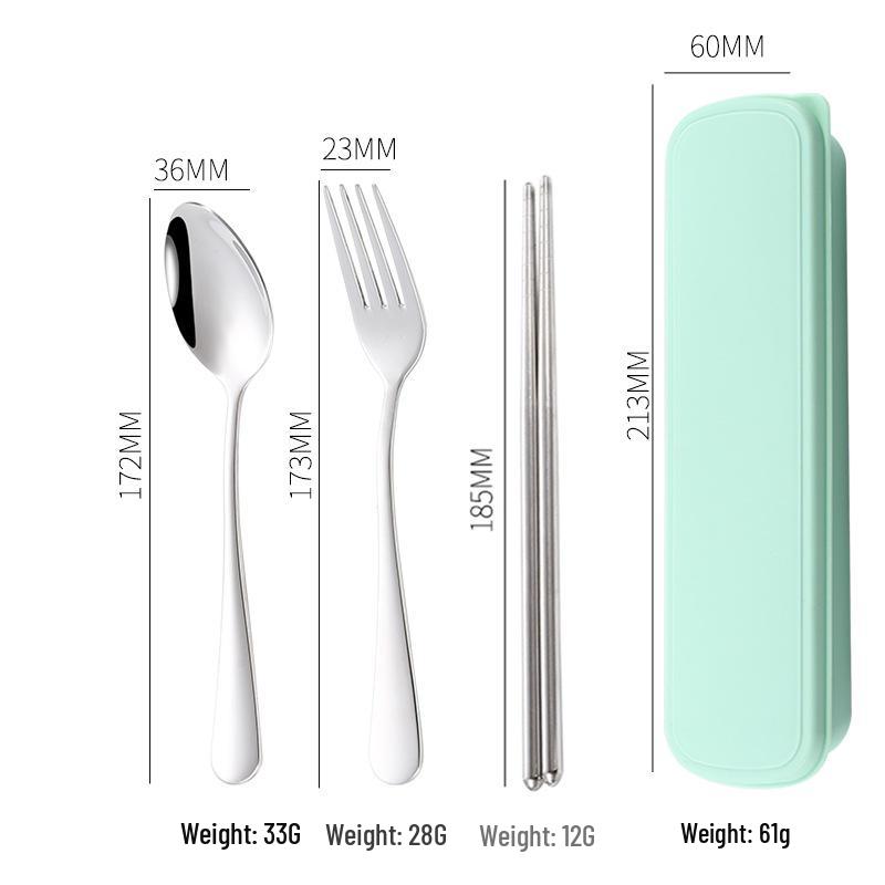 304 Stainless Steel Cutlery Set: Spoon, Fork & Chopsticks - Portable Three-Piece Set for Outdoors, Gift, or Students with Custom Logo Option