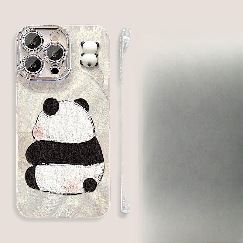 

Подставка для куклы панды Подходит для чехла для мобильного телефона Apple 16 13promax Перо Пряжа Без рамки 15 Милый 14 Ощущение голого металла iPhone XS Max