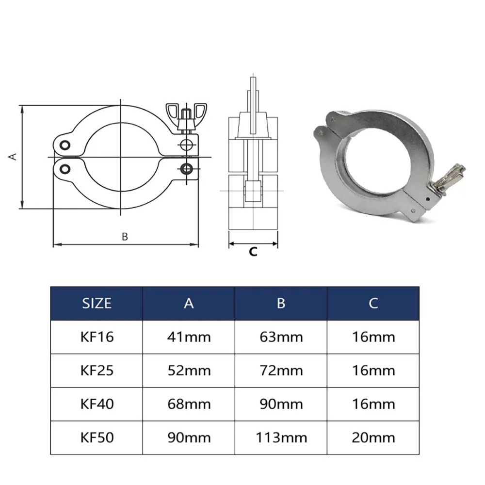 1Pcs New KF16 KF25 KF40 KF50 Vacuum Clamp Aluminum Alloy Double Pin Vacuum Clip Adjustable Three Jig Tube Fitting