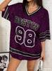 2025 Summer Women BOSTON NO.98 Print Lightweight Breathable V-Neck Short Sleeved Baseball T-Shirt Women Jersey T-Shirt