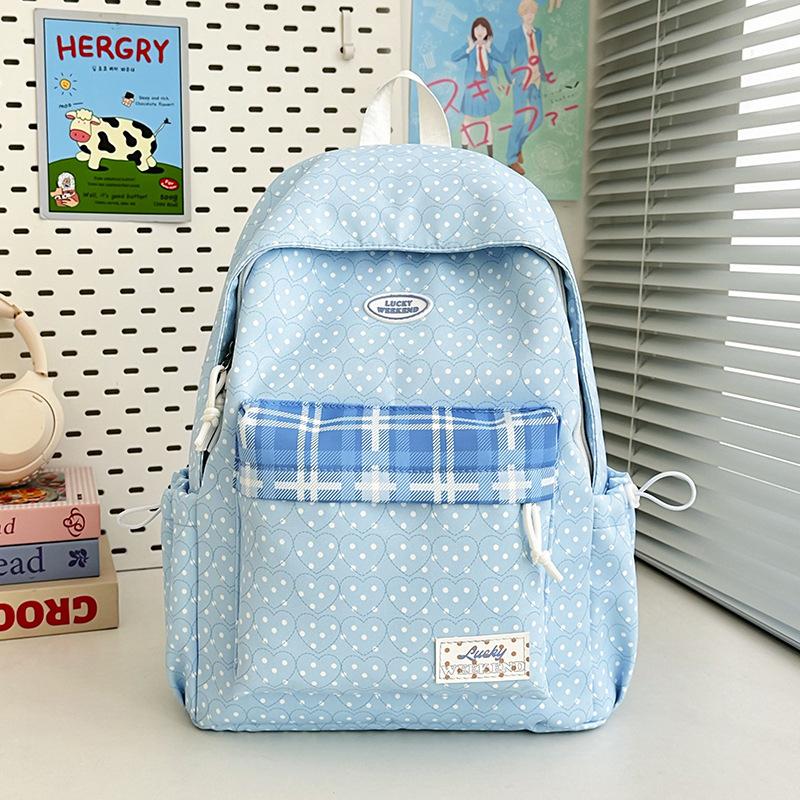 Schoolbag Korean Version Ins Small Fresh Schoolbag Cute Polka Dot Girl Heart Large Capacity Backpack Niche Light Class Backpack