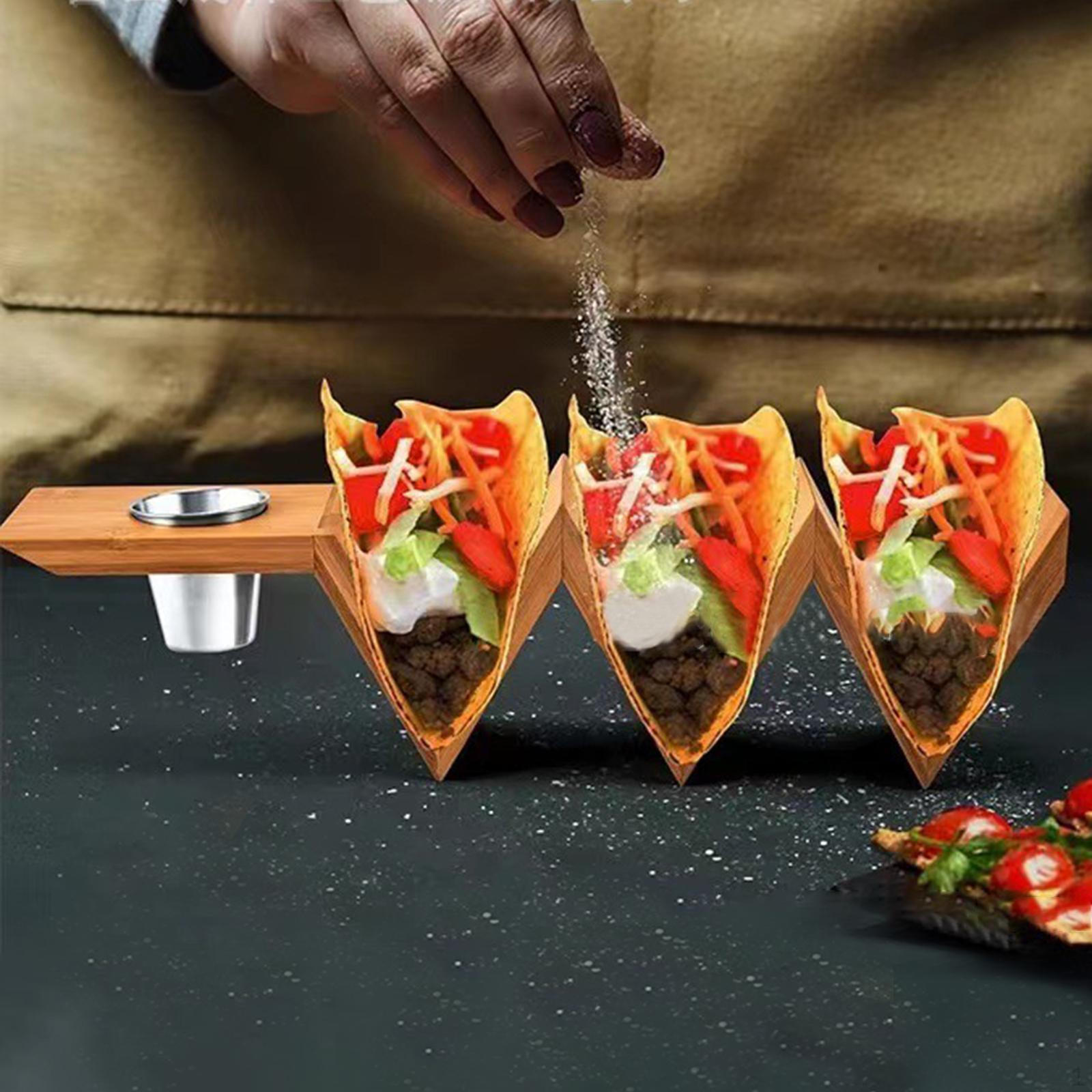 

Бамбуковый держатель для тако, полка для мексиканской пиццы, подставка для подноса для блинов with bowl