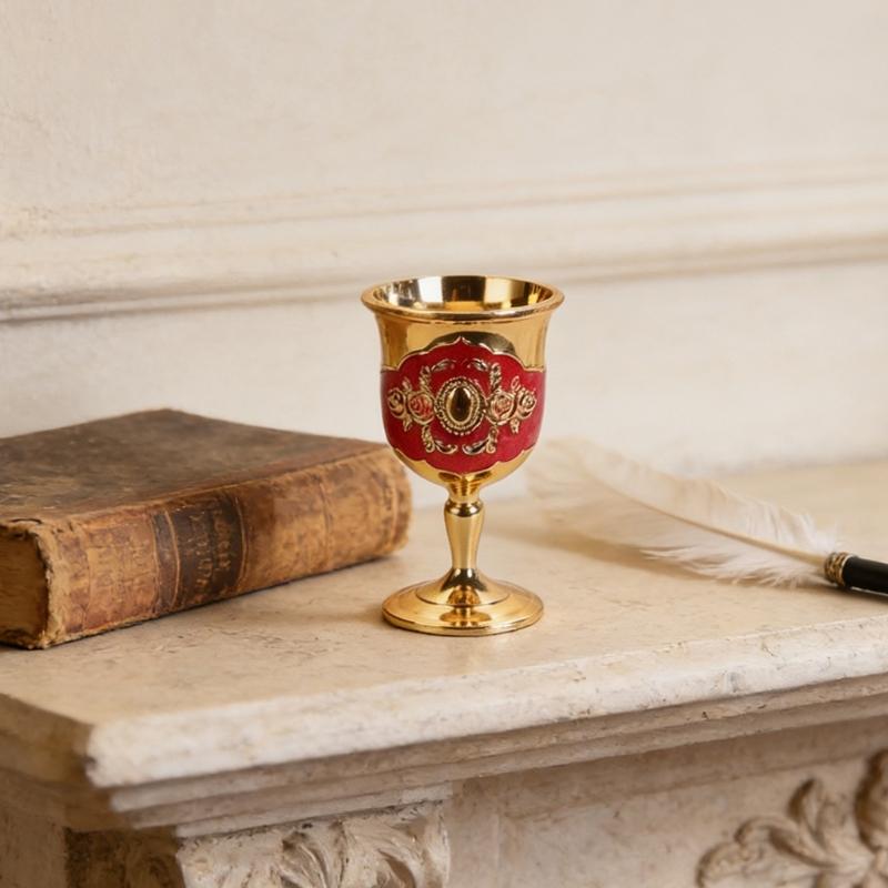 2Pcs Chalice Goblet Metal Shot Glasses Engraving Rose Flower Wine Cup Medieval Drinkware for Party Wedding Decors Gift