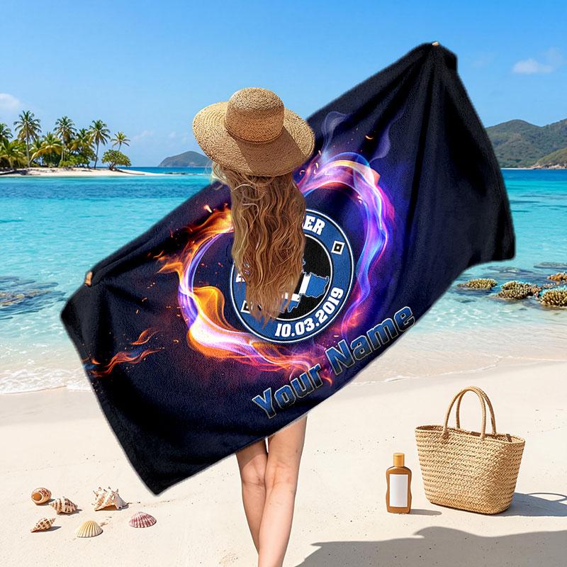 Hamburger SV Custom Beach Towel, Personalized Name Text Print, Football Logo Soft Quick‑Dry Towel Holiday Gift