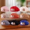 1Pc Adorable Bear Strap Warm Beanie Hat Knitted Beret for Baby Girls Autumn Winter Solid Color Artist Caps
