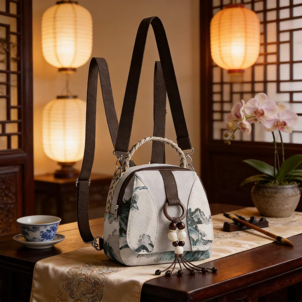 Ethnic Style Embroidered Canvas Small Shoulder Bag With Multifunction Design For Daily Use