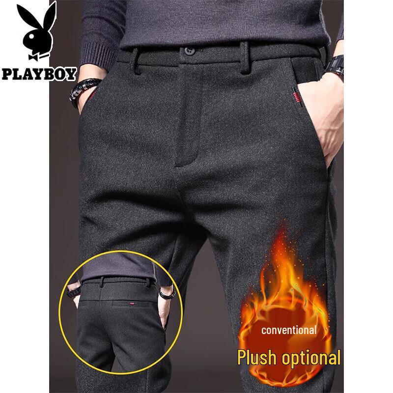 

PLAYBOY Men s Slim-Fit Straight Casual Trousers 29