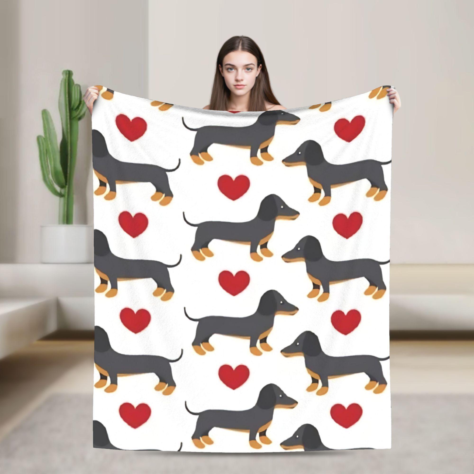 

Dachshund Christmas Wool Blanket Dogs Animal Funny Throw Blanket for Home 150*125cm Rug Piece 100x150cm