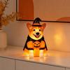 Halloween Pumpkin Figurine with Light for Tabletop Shelf Decor