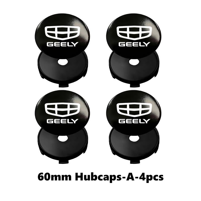 For Geely 4pcs Car Wheel Center Hub Cap 60mm Universal Anti-Scratch Hub Protector Tugella Atlas Pro Coolray Geometry C Emgrand