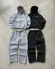 Unisex Wijde Losse Joggingbroek Elastische Taille Kleine Borduurwerk Zijsplit Zoom Street Hip Hop Casual Trainingsbroek Polyester Zachte Broek