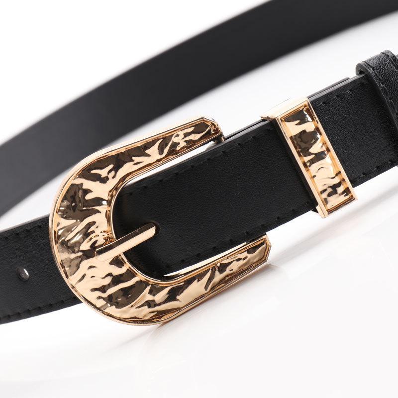 Minimalist Pu Alloy Buckle Belt For Women With Irregular Texture For Casual And Office Wear