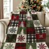 Vintage Red Buffalo Plaid and Snowflake Pattern Comfortable Christmas Blanket Soft Flannel Camping Travel Home Decoration Gift