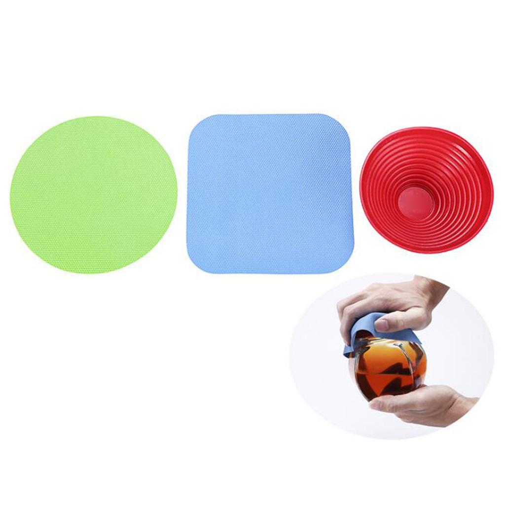 3 Pack Multi-Purpose Rubber Jar Opener Gripper Pad Jar Opener Heat Insulation Pads Kitchen Coaster Can Bottle Opener Pad