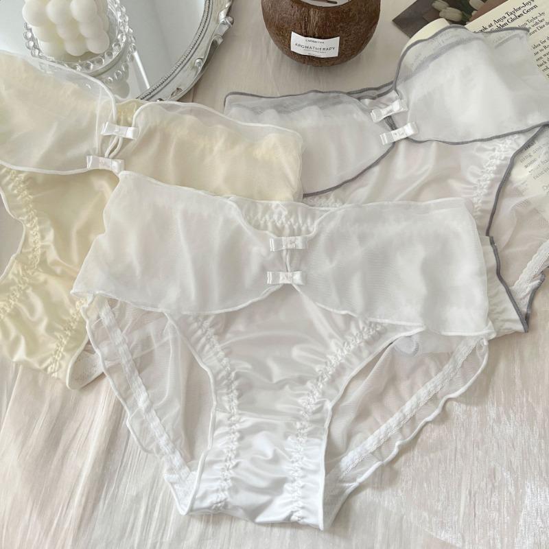 Girl Pure Desire Wind Satin Underwear Summer Thin Sweet Mesh Women's Triangle Panties