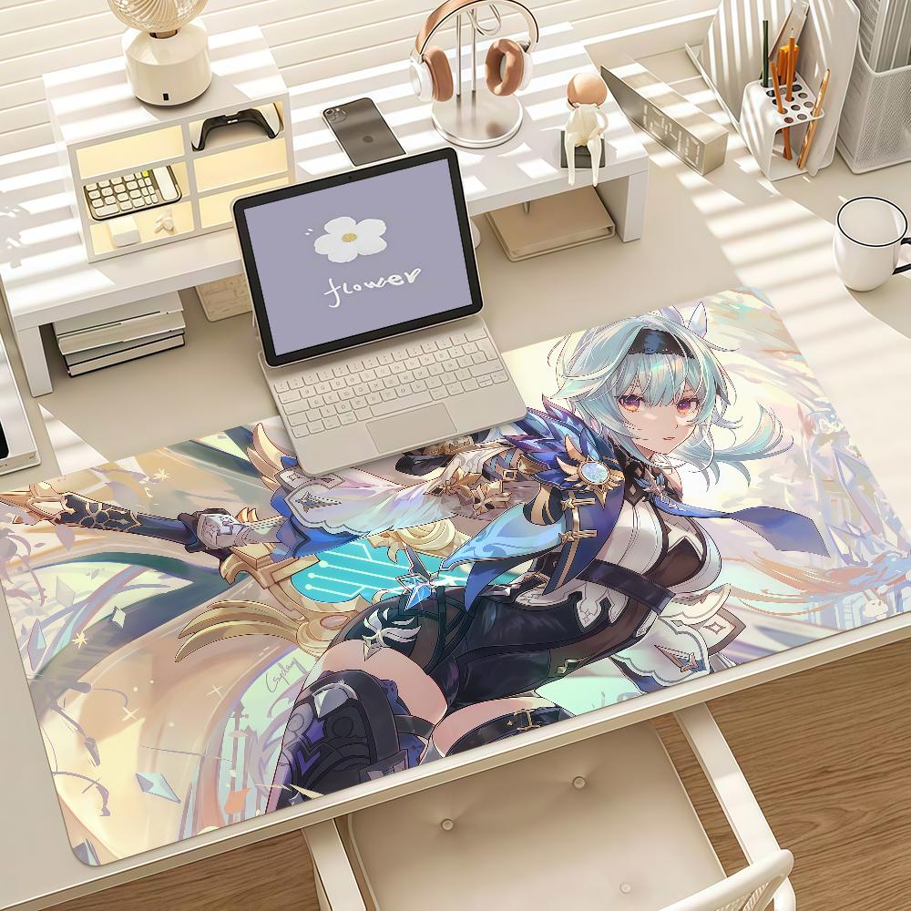 Game Genshin Impact Eula Mouse Pad Anti Slip Rubber Edge Locked Thickened Laptop Gaming Desk Mat