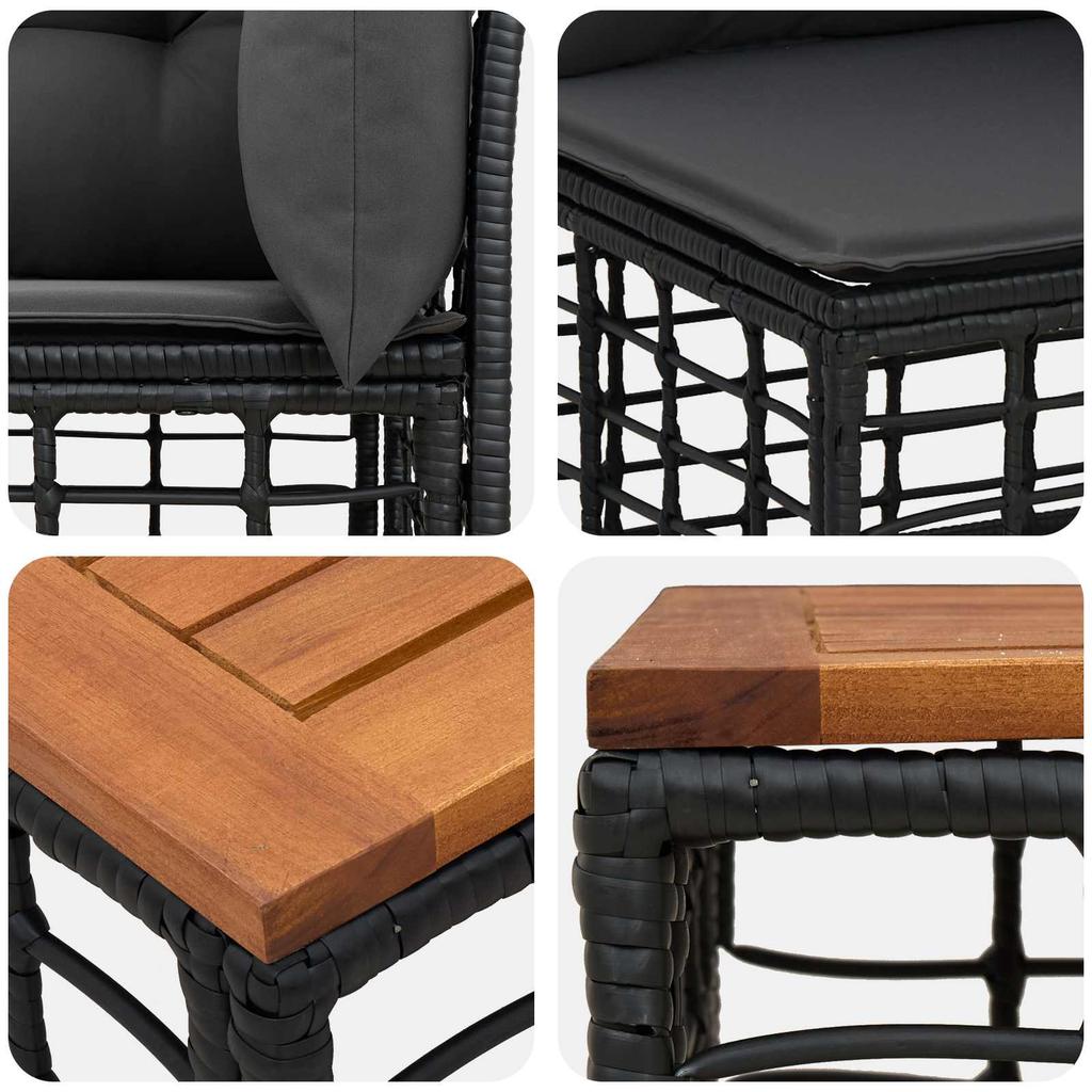 Outdoor Sofa Set 8 Pcs Black and Dark Grey Polyester