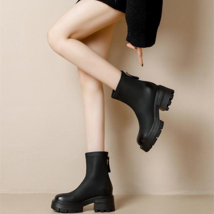 2025 new high-value small boots show height and thinness autumn and winter thin boots high-heeled Martin boots heightening short boots