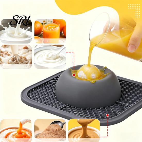 Slow Feeder for Soft Food Dog Bowl with Lick Mat Non-Slip Interactive Anti-spill Rolling Ball Silicone Licking Toy Liquid And Thick Treat Dogs