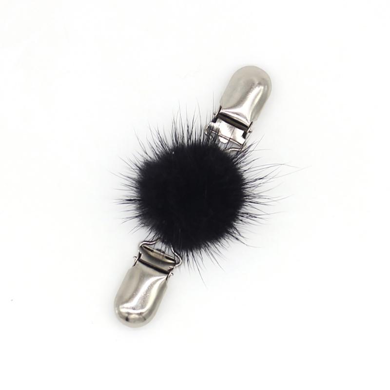 Stylish Fuzzy Sphere Embellished Shawl Clip Sturdy Neckline Clip Fastening Buckles Suitable For Various Occasions