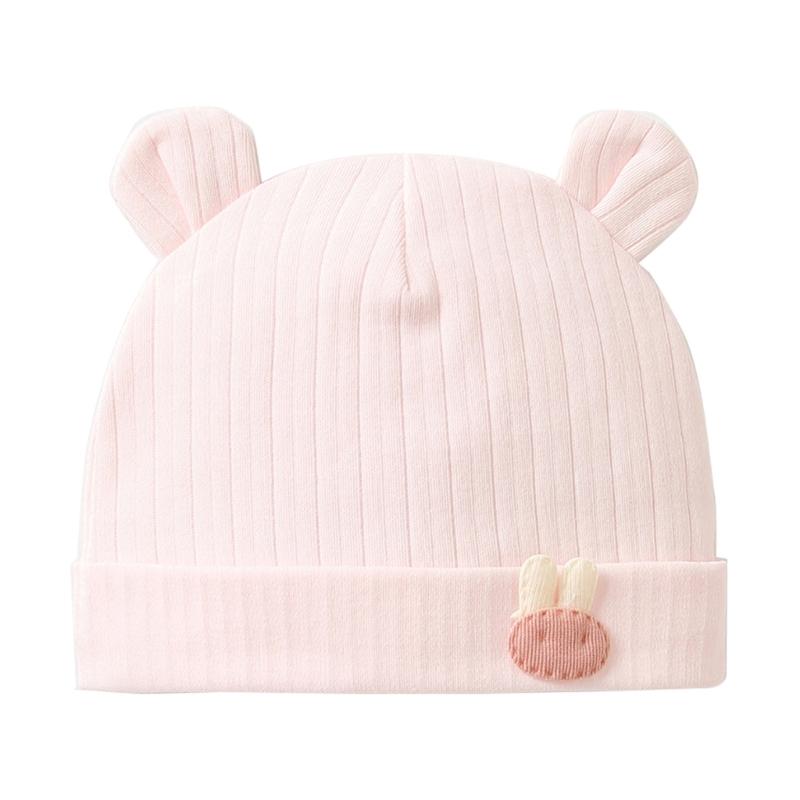 Lovely Newborn Hospital Hat Preemie Boys Girls Beanie Solid with Bear Pattern Infant Baby Hats for Spring Autumn Gift