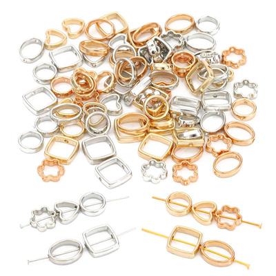 50Pcs CCB Love Heart Flower Square Oval Circle Frame Beads Spacer Connectors DIY Necklace Bracelet Earrings Pendants Jewelry Making Accessories