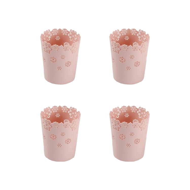

Trash Can Round Lace Decorated Organizers Bin Made Of Plastic For Keeping Desks Counters And Tables Tidy S розовый