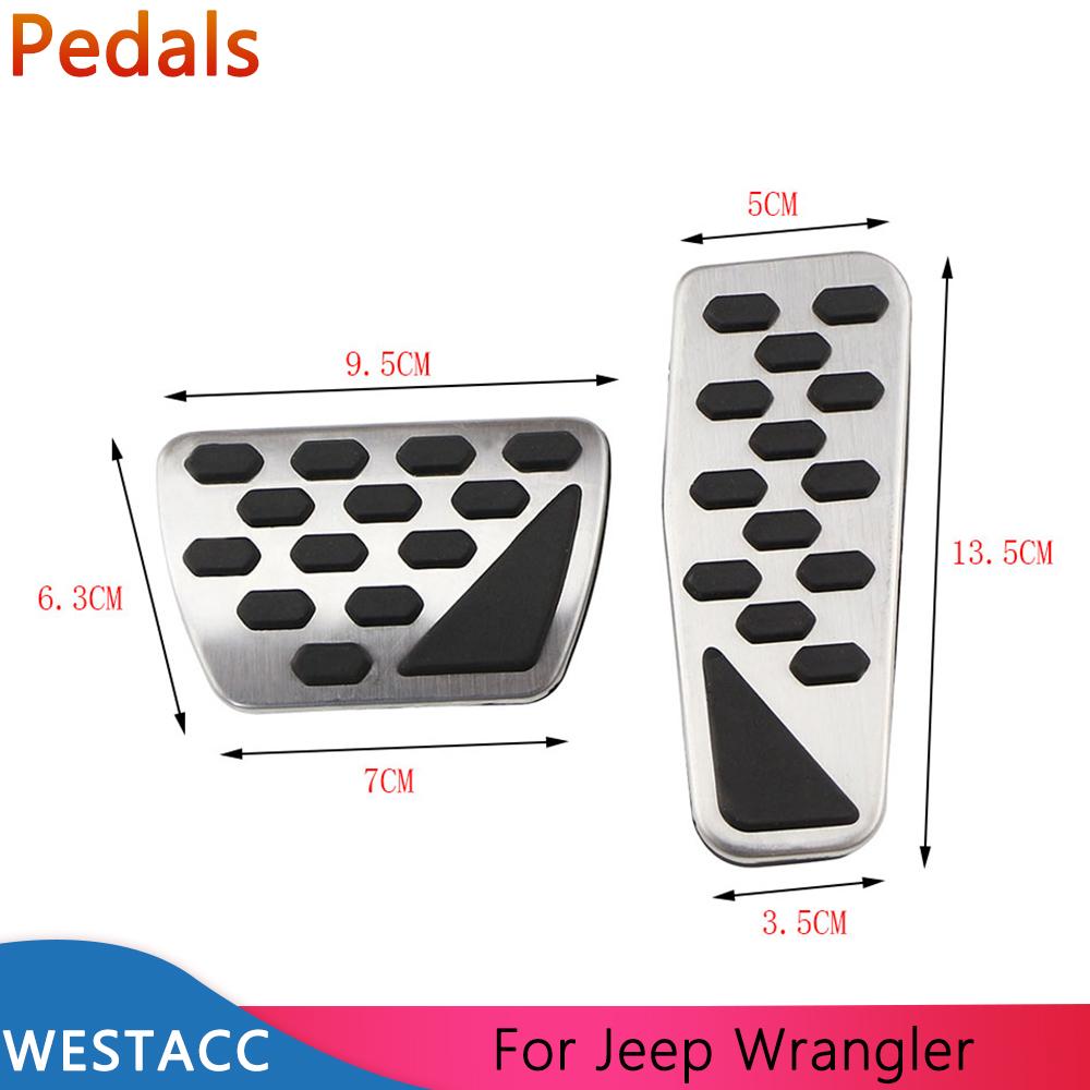 Stainless Steel Car Pedals for Jeep Wrangler JL 2018 -  AT Accelerator Brake Pedal Protective Cover Interior